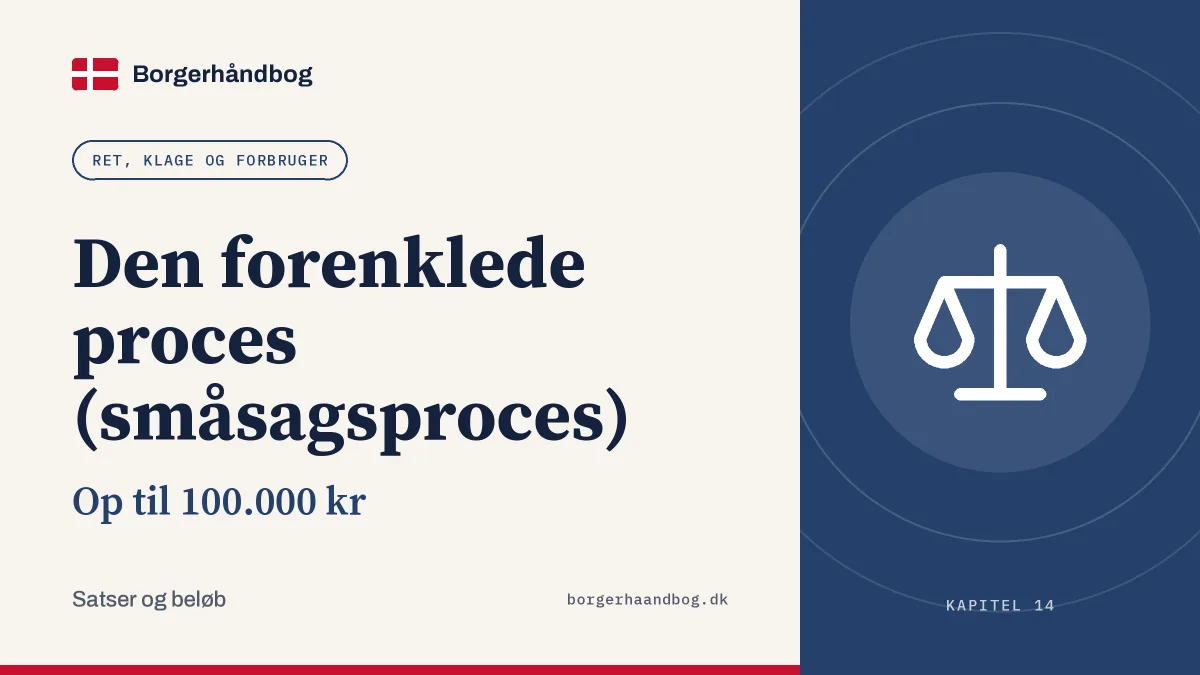 Den forenklede proces (småsagsproces): Op til 100.000 kr